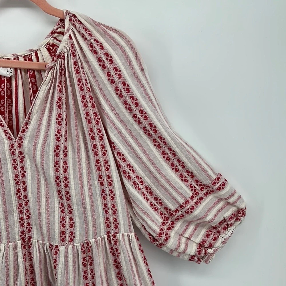Velvet by Graham & Spencer Red and White Bishop Sleeve Sundress Sz Small‎